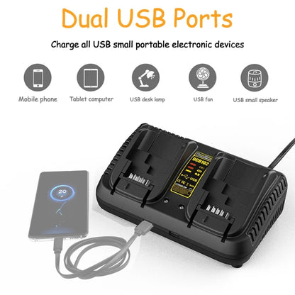 DCB102 For DeWalt 10.8V-20V Lithium Battery Dual Charger, Plug: EU by buy2fix