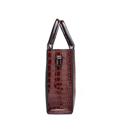 3-in-1 Women Handbag Simple Versatile Crocodile Pattern Large Shoulder Bag(Brown) - Handbags by buy2fix | Online Shopping UK | buy2fix