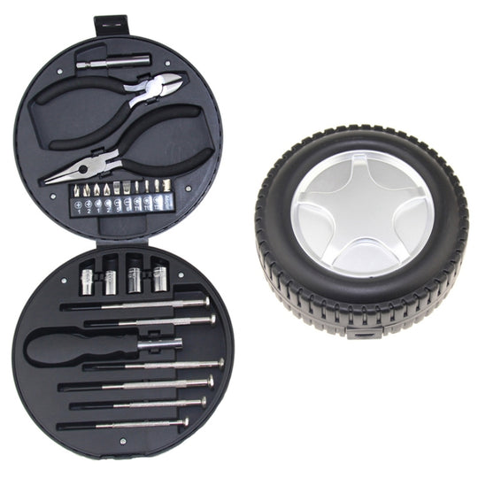 24 In 1 Tire Shaped Tool Set Home Hardware Utility Combinations(Black)