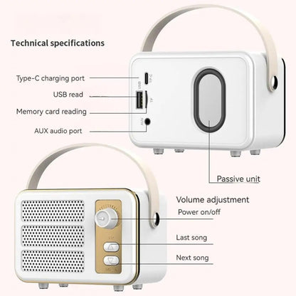 Mini Retro HIFI Level Stereo Sound Handheld Portable Bluetooth Speaker, Color: Pink - Mini Speaker by buy2fix | Online Shopping UK | buy2fix
