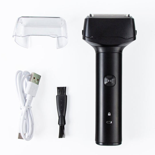 Men Reciprocating 3-Blade Rechargeable Shaver Washable Portable Beard Razor(Black)