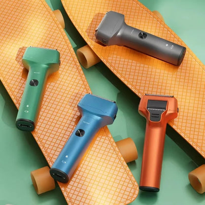 Men Reciprocating 3-Blade Rechargeable Shaver Washable Portable Beard Razor(Gray) by buy2fix