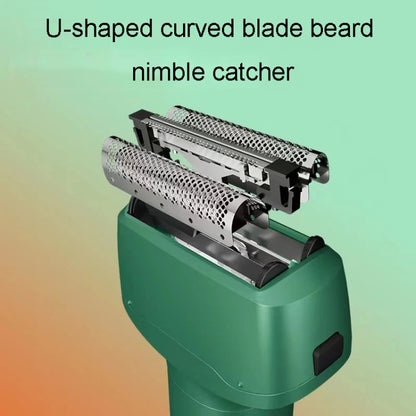 Men Reciprocating 3-Blade Rechargeable Shaver Washable Portable Beard Razor(Gray) by buy2fix