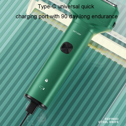 Men Reciprocating 3-Blade Rechargeable Shaver Washable Portable Beard Razor(Gray) by buy2fix