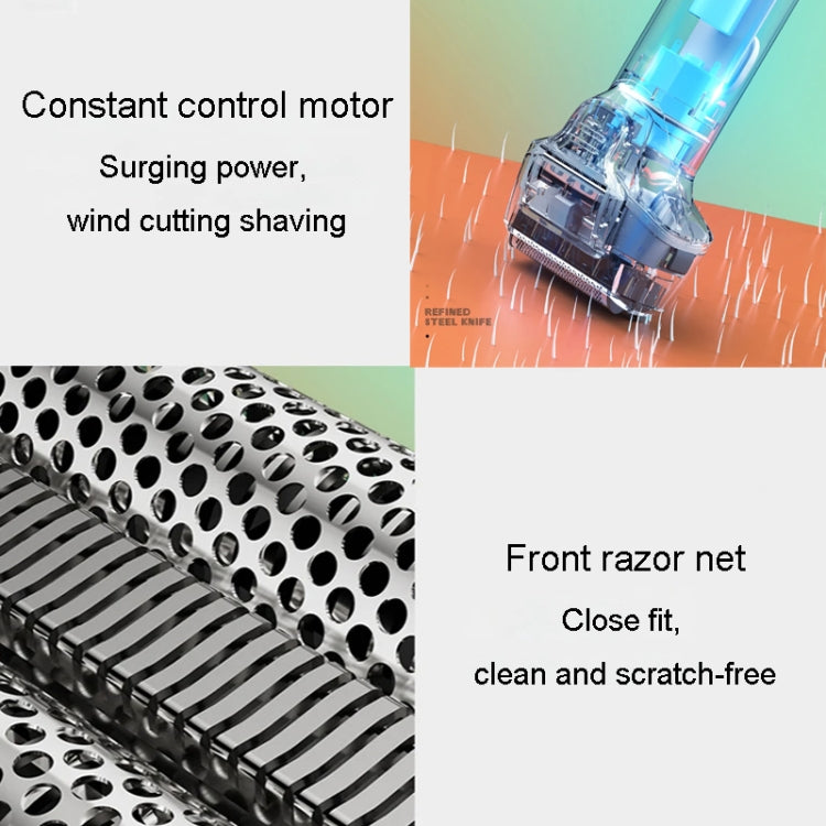 Men Reciprocating 3-Blade Rechargeable Shaver Washable Portable Beard Razor(Gray) by buy2fix