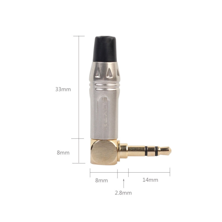 Zinc Alloy L-Shaped 90 Degree 3.5mm Stereo Headset Wire Welding Plug by buy2fix