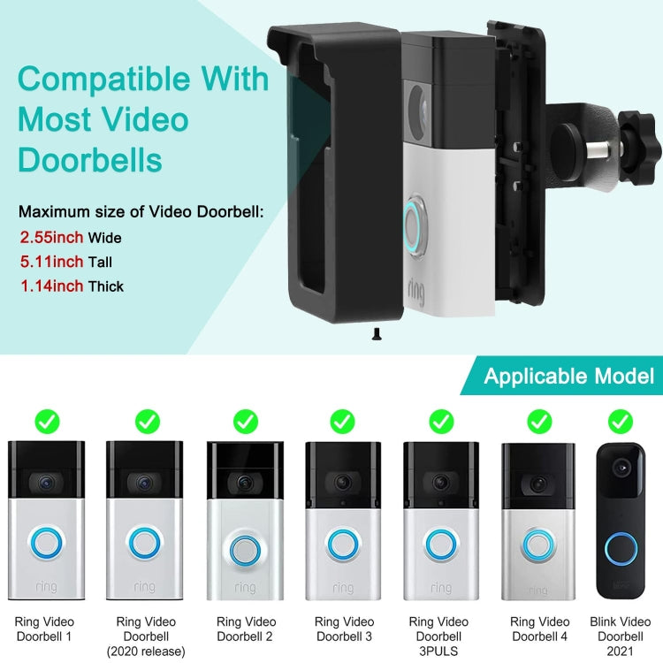 For Blink / Google Ring Doorbell Device Universal Door Overhead Bracket Anti-theft Adjustable by buy2fix