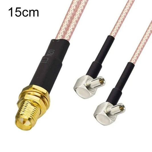 RP-SMA Female To 2 TS9 R WiFi Antenna Extension Cable RG316 Extension Adapter Cable(15cm) by buy2fix