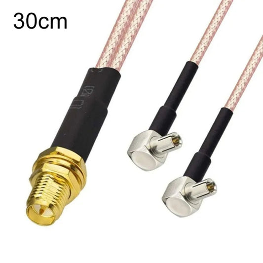 RP-SMA Female To 2 TS9 R WiFi Antenna Extension Cable RG316 Extension Adapter Cable(30cm) by buy2fix