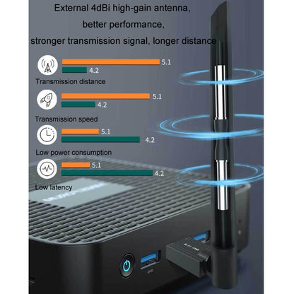 USB Bluetooth 5.1 Computer Adapter 100 Meters Receiving Transmitter by buy2fix