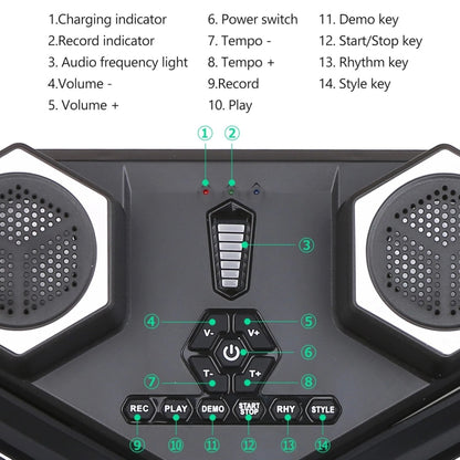 G6008 Desktop Drums With Sound Lithium Portable Drum Set Bluetooth Kids Practice Drum(Black) - Percussion Accessories by buy2fix | Online Shopping UK | buy2fix