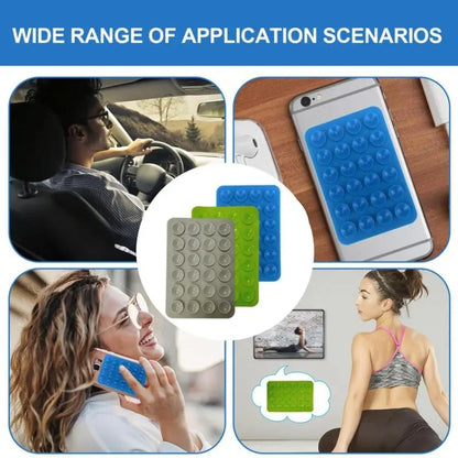 Mobile Phone Silicone 24 Square Shaped Suction Cup Mobile Phone Back Stickers(Black) - Hand-Sticking Bracket by buy2fix | Online Shopping UK | buy2fix
