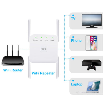 1200Mbps 2.4G / 5G WiFi Extender Booster Repeater Supports Ethernet Port White UK Plug by buy2fix