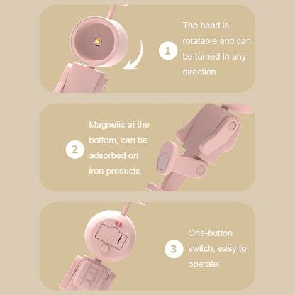 Mini Astronaut Magnetic LED Night Light Desktop Building Block Ornaments Desk Lamp, Color: Round Pink by buy2fix