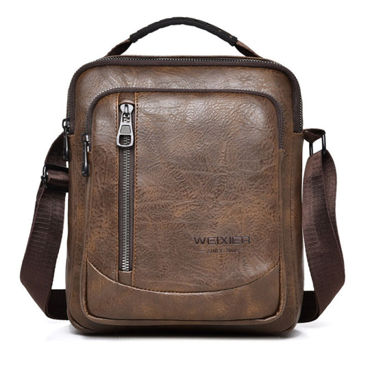 WEIXIER D288 Large Capacity Casual Crossbody Bag Business Waterproof Single Shoulder Packs(Dark Brown)