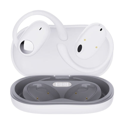 JS911 OWS Ear-mounted Dual-mic Call Noise Reduction LED Digital Display Bluetooth Earphones(White) - Bluetooth Earphone by buy2fix | Online Shopping UK | buy2fix