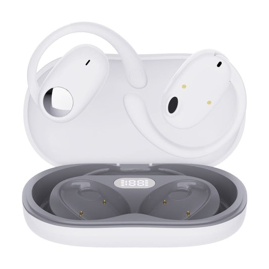 JS911 OWS Ear-mounted Dual-mic Call Noise Reduction LED Digital Display Bluetooth Earphones(White) - Bluetooth Earphone by buy2fix | Online Shopping UK | buy2fix