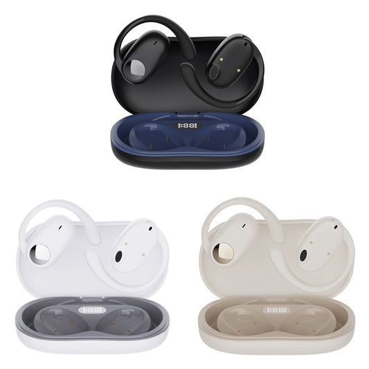 JS911 OWS Ear-mounted Dual-mic Call Noise Reduction LED Digital Display Bluetooth Earphones(White) - Bluetooth Earphone by buy2fix | Online Shopping UK | buy2fix