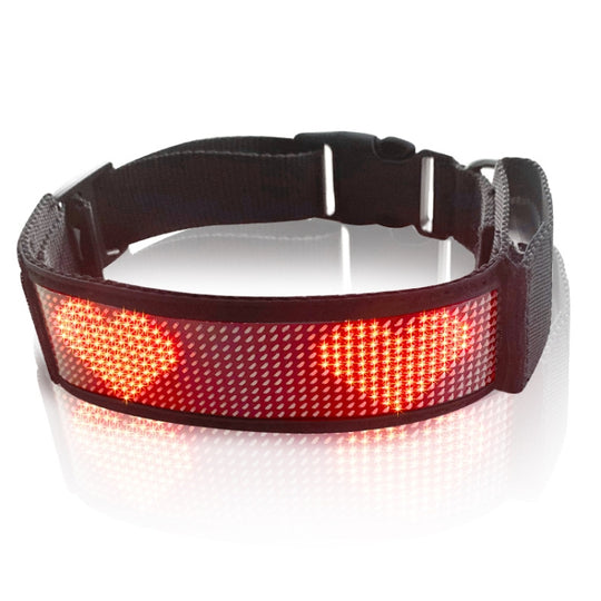 LED Display Pet Collar Rechargeable High Visibility DIY Single Color Collar(Red)
