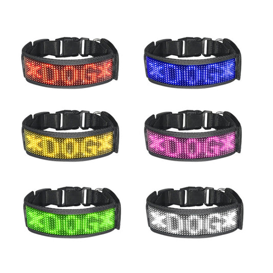 LED Display Pet Collar Rechargeable High Visibility DIY Single Color Collar(Blue) - Collars by buy2fix | Online Shopping UK | buy2fix