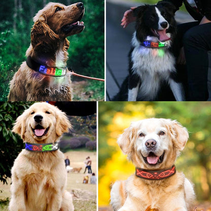 LED Display Pet Collar Rechargeable High Visibility DIY Single Color Collar(Blue) - Collars by buy2fix | Online Shopping UK | buy2fix