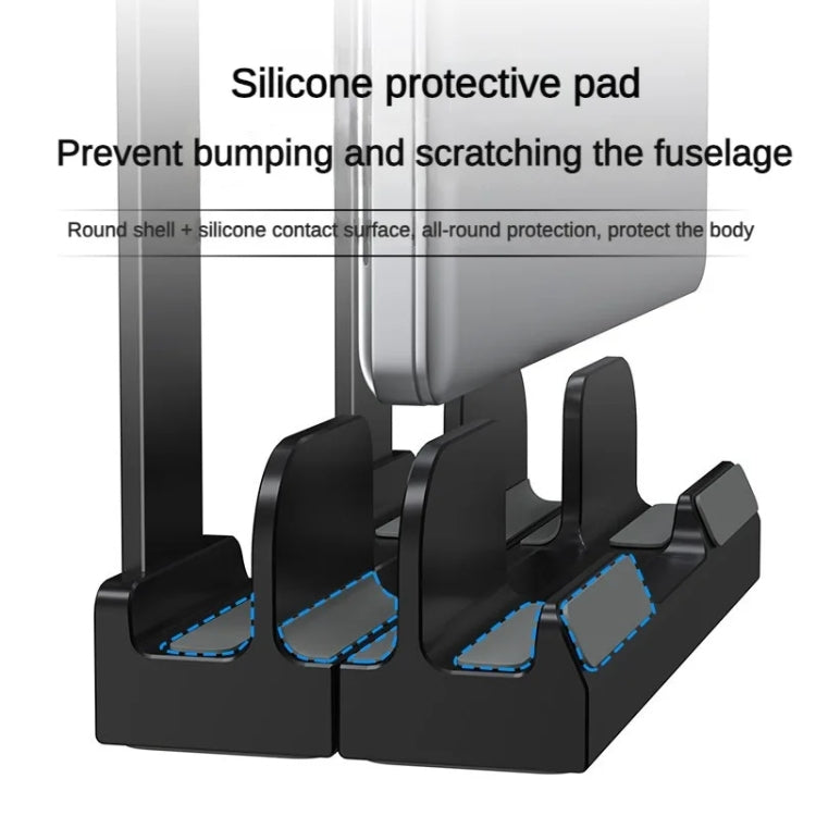 Dual-Purpose Laptop Vertical Stand Storage Rack Desktop Heightening Cooling Base(Black) by buy2fix