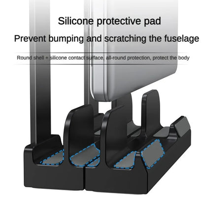 Dual-Purpose Laptop Vertical Stand Storage Rack Desktop Heightening Cooling Base(Black) by buy2fix