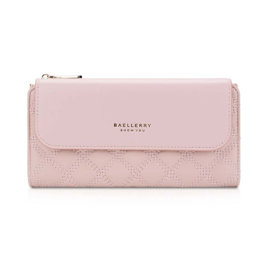 Baellerry N2403 Ladies Long Wallet with Multiple Card Slots Large Capacity Tri-fold Clutch Bag, Color: Pink