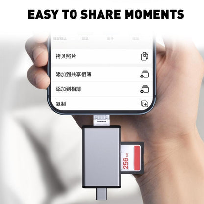 7 in 1 OTG SD Card Reader USB Type-C Adapter TF SD SIM PIN Storage Box(Silver) by buy2fix