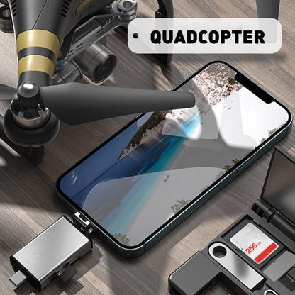 7 in 1 OTG SD Card Reader USB Type-C Adapter TF SD SIM PIN Storage Box(Silver) by buy2fix