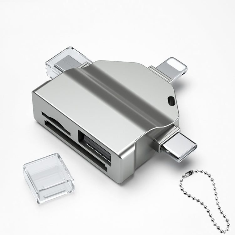 7 In 1 Multi-function OTG Card Reader for iPhone / Android Phone / Huawei / Laptops(Silver Gray) by buy2fix