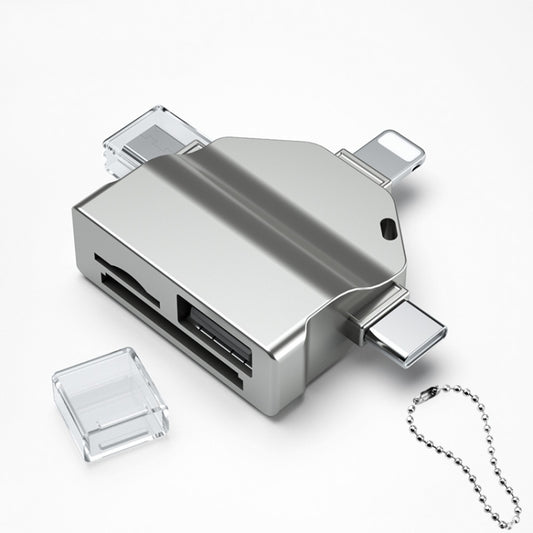 7 In 1 Multi-function OTG Card Reader for iPhone / Android Phone / Huawei / Laptops(Silver Gray) by buy2fix