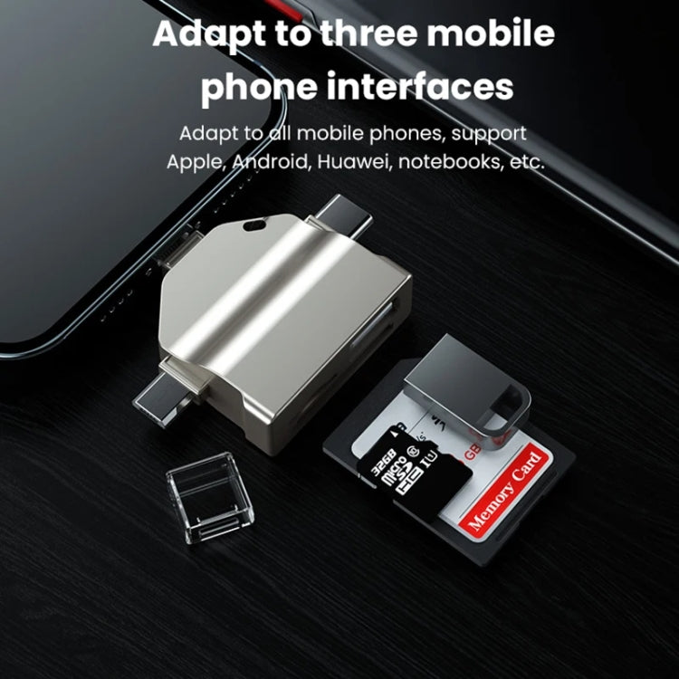 7 In 1 Multi-function OTG Card Reader for iPhone / Android Phone / Huawei / Laptops(Silver Gray) by buy2fix