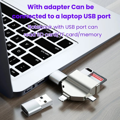 7 In 1 Multi-function OTG Card Reader for iPhone / Android Phone / Huawei / Laptops(Silver Gray) by buy2fix