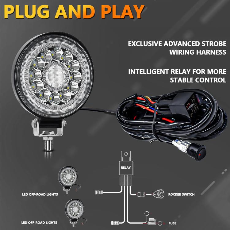 4 Inch Round Mixed Luminous Double-Circle Angel Eye Work Light(E10 1pair) - Work Lights by buy2fix | Online Shopping UK | buy2fix