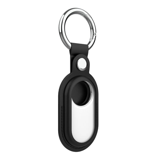 For Samsung Galaxy SmartTag 2 Leather Keychain Half-wrap Protective Case(Black)
