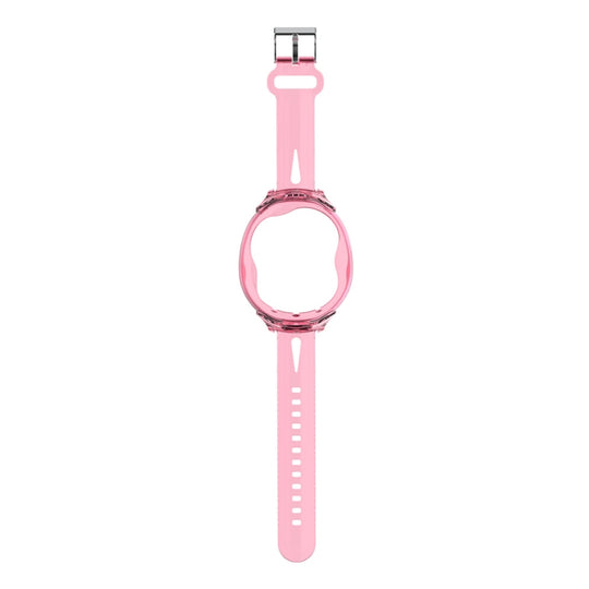 For Tamagotchi UNI (2023) Pet Game Machine Silicone Integrated Watch Strap Protective Case(Transparent Pink)