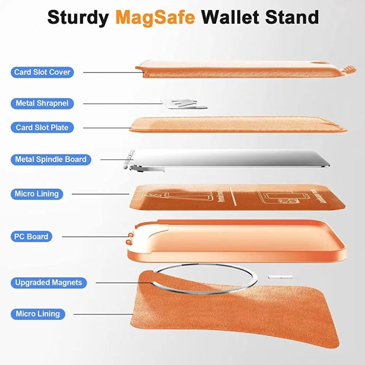 For IPhone 15 / 14 / 13 Series MagSafe Wallet Card Holder With Adjustable Stand(Brown) - Adhesive Card Holders by buy2fix | Online Shopping UK | buy2fix