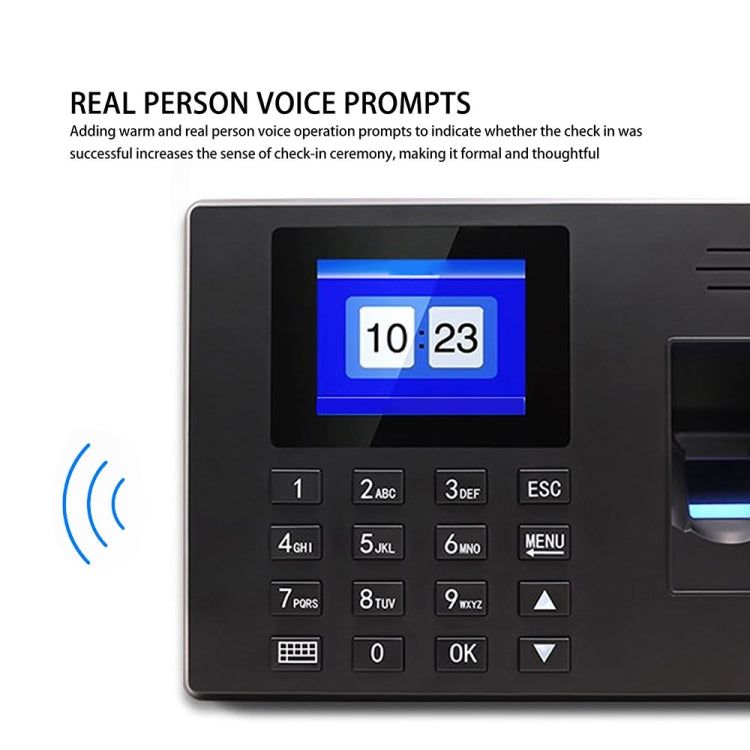 Fingerprint Recognition Voice Broadcast Smart Report Generation Attendance Machine, Model: Gold UK Plug by buy2fix