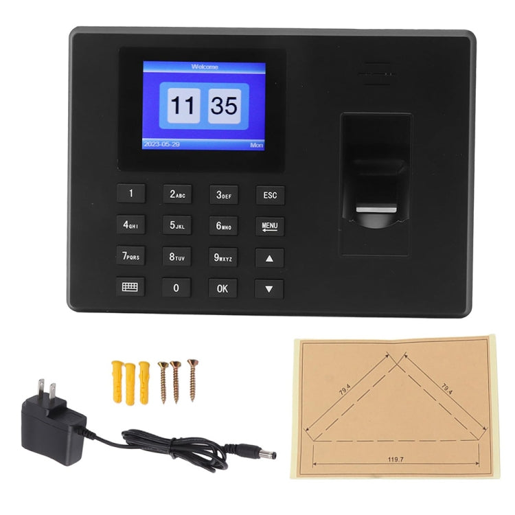 Fingerprint Recognition Voice Broadcast Smart Report Generation Attendance Machine, Model: Black EU Plug by buy2fix