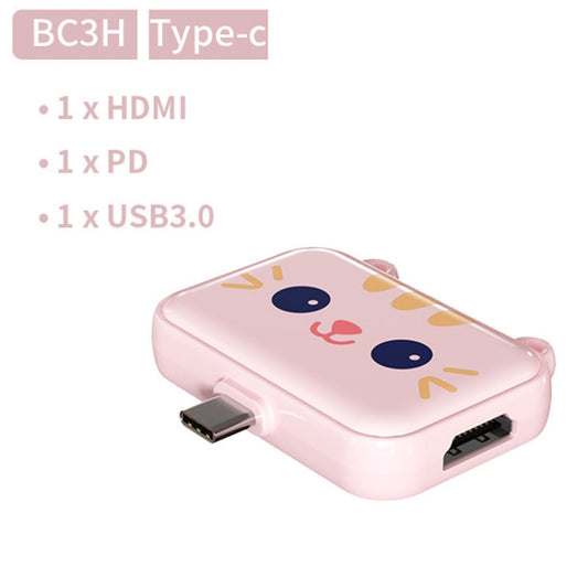3 In 1 Type-C Docking Station USB Hub For iPad / Phone Docking Station, Port: 3H HDMI+PD+USB3.0 Pink by buy2fix