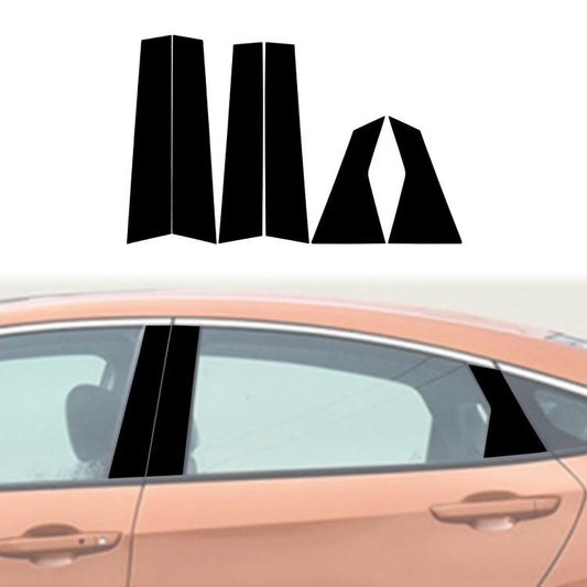 For 2016-2019 Honda Civic 6pcs /Set Universal B-Pillar Decorative Sticker For Left And Right Drive(Black) - Car Interior Mouldings by buy2fix | Online Shopping UK | buy2fix