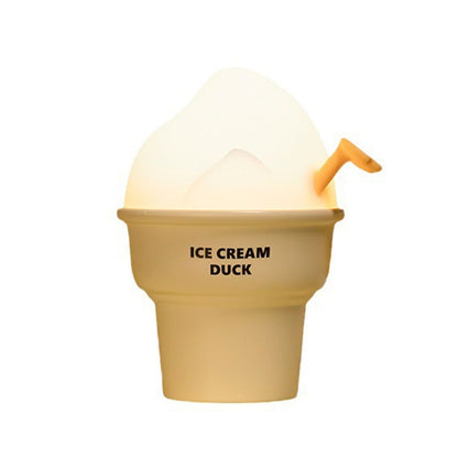 Ice Cream Duck Cartoon Night Light Bedroom USB Charging Ambient Lamp(Yellow And White) by buy2fix