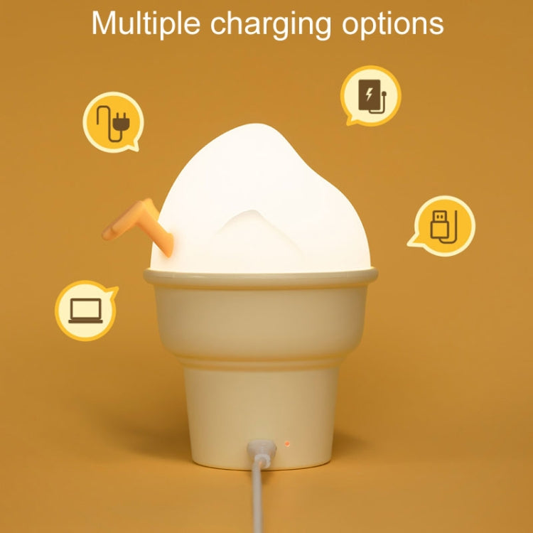 Ice Cream Duck Cartoon Night Light Bedroom USB Charging Ambient Lamp(Yellow And White) by buy2fix