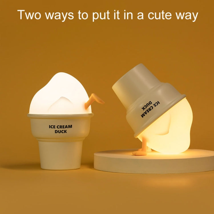 Ice Cream Duck Cartoon Night Light Bedroom USB Charging Ambient Lamp(Yellow And White) by buy2fix