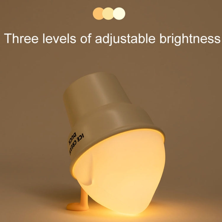 Ice Cream Duck Cartoon Night Light Bedroom USB Charging Ambient Lamp(Yellow And White) by buy2fix