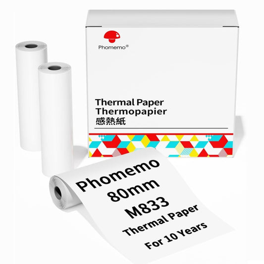 Phomemo 3rolls /Box 80mm Writing Quick-Drying Thermal Paper 10-Year Long-Lasting For M832 / M833 / M834 / M835 Printer by buy2fix