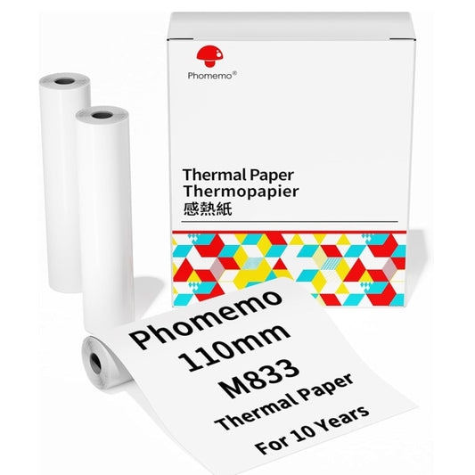 Phomemo 3rolls /Box 110mm Writing Quick-Drying Thermal Paper 10-Year Long-Lasting For M832 / M833 / M834 / M835 Printer by buy2fix