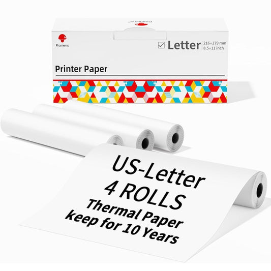 Phomemo 4rolls /Box Letter Writing Quick-Drying Thermal Paper 10-Year Long-Lasting For M832 / M833 / M834 / M835 Printer by buy2fix