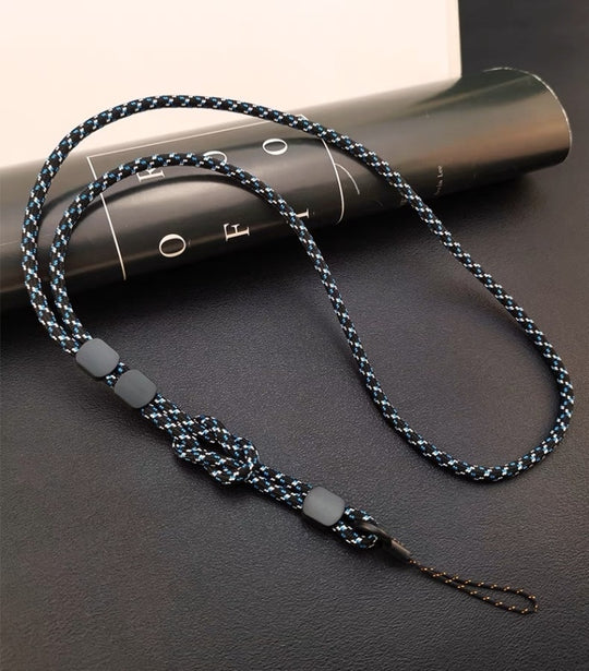 Dual-use Detachable Adjustment Mobile Phone Lanyard Anti-lost Wrist Rope(Black and Blue)